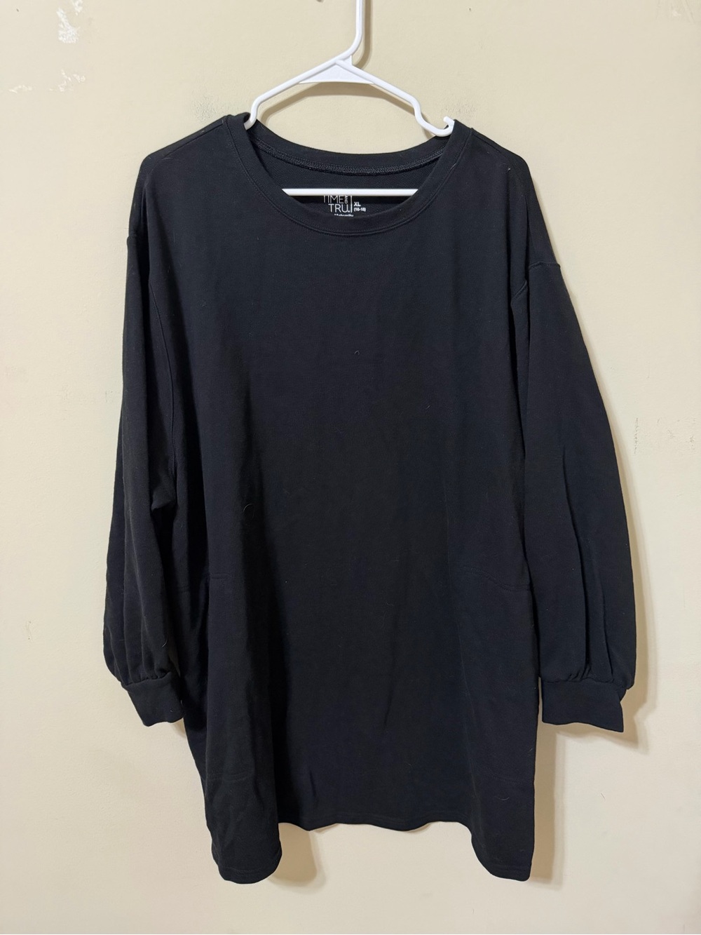 Time and Tru Black Long Sleeve Mini Dress maternity xl soft cozy fall party chic